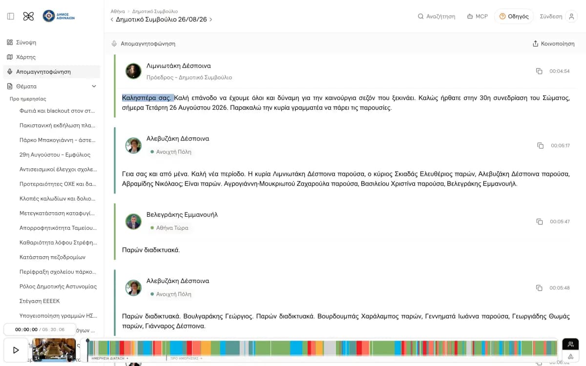 Η απομαγνητοφώνηση μιας συνεδρίασης στο OpenCouncil